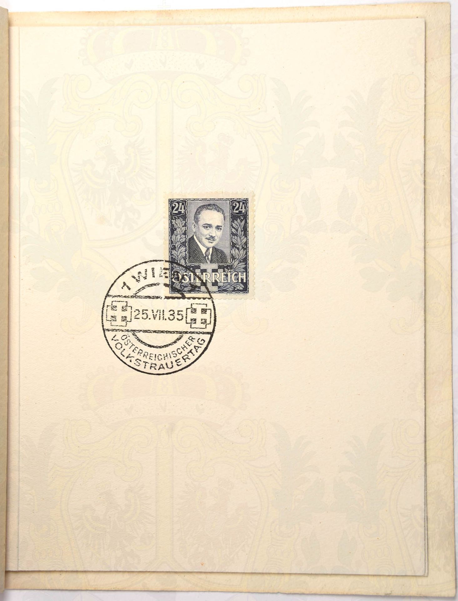 KLAPPKARTE, Österreichischer Volkstrauertag 25. Juli 1935, m. 2 Gedenk-Marken Dollfuß, zu 24 - Bild 4 aus 4