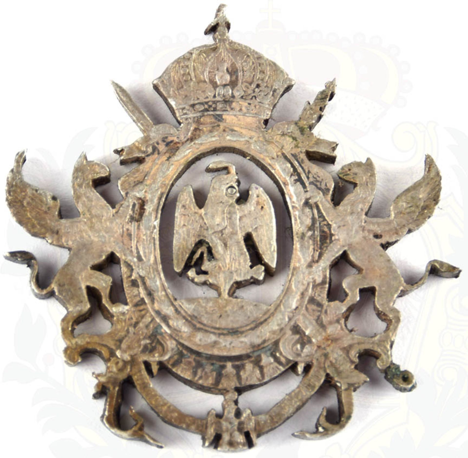 MEDAILLON 1 PESO KAISERREICH MEXIKO 1866, Silber 900, filigran ausgesägtes Wappen m. Krone,
