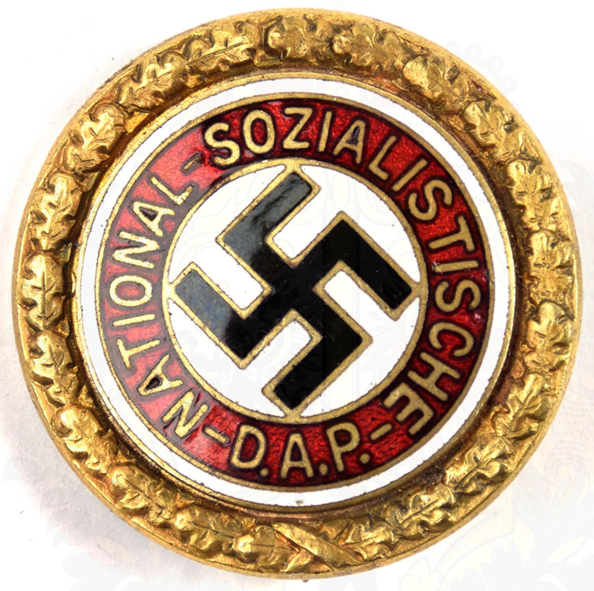 GOLDENES EHRENZEICHEN DER NSDAP, Sammleranfertigung/Repro, Buntmetall/vergld. u. emaill., rs. - Bild 2 aus 6