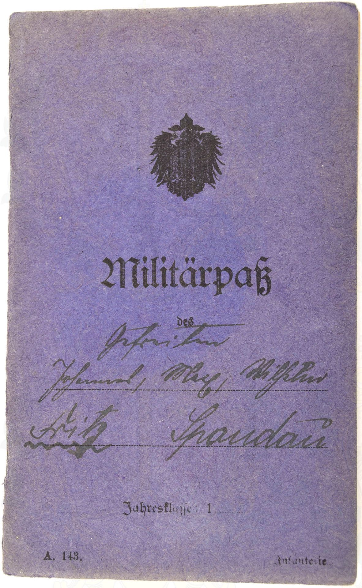 MILITÄRPASS SCHREIBER-GEFREITER 1915-1920, IR Nr. 94 Weimar, ab 1917 Stab General-Kdo. 65 (z.b.