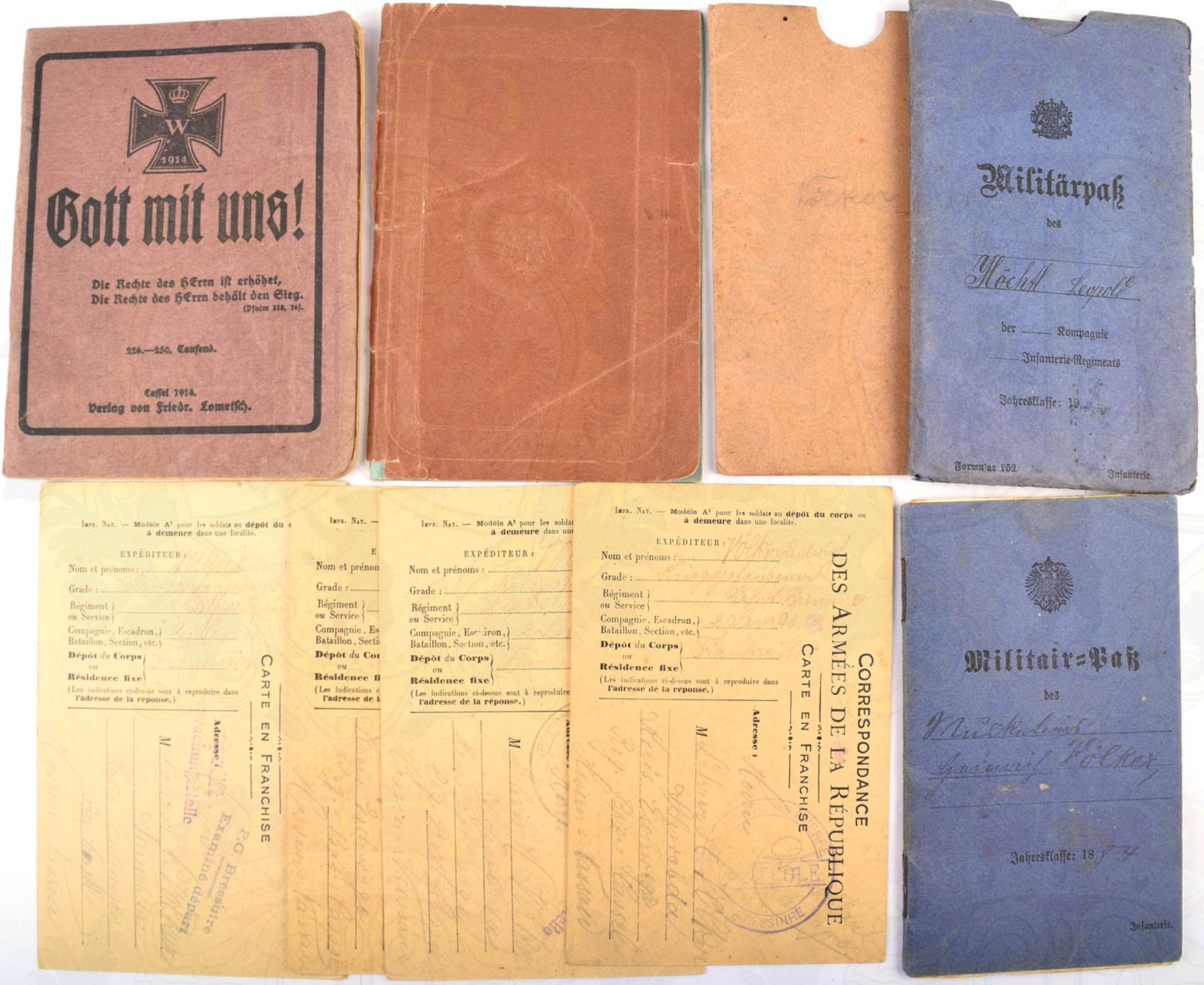 2 MILITÄRPÄSSE, Uffz. Kgl. Bayer. Landwehr-IR 12, Demobilmachungs-Kp. 15 Bayer. IR, Eintr. 1918-