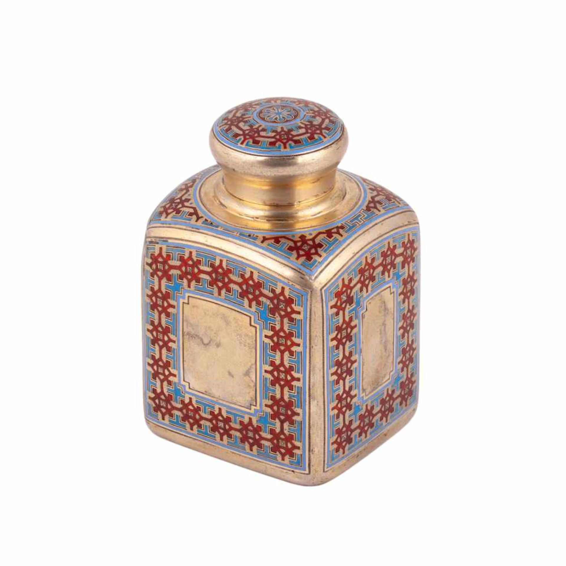 A Silver-gilt tea caddy in Russian style