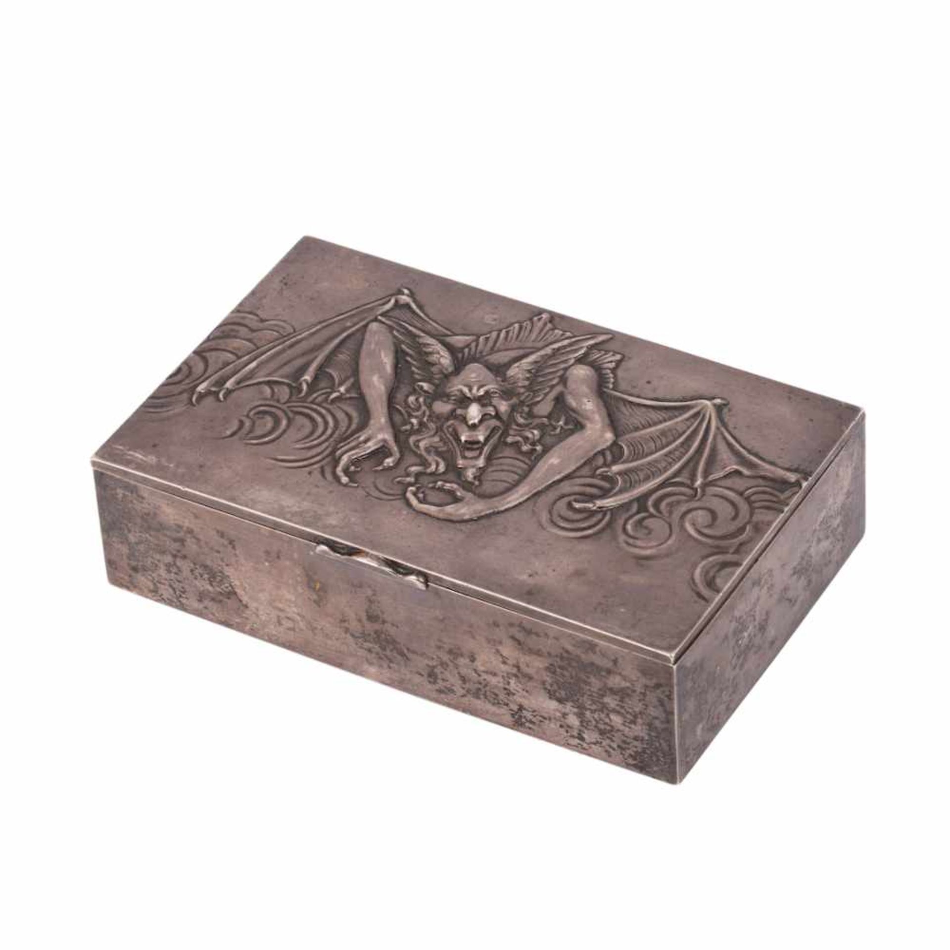 A Russian silver-gilt cigar box "Devil"