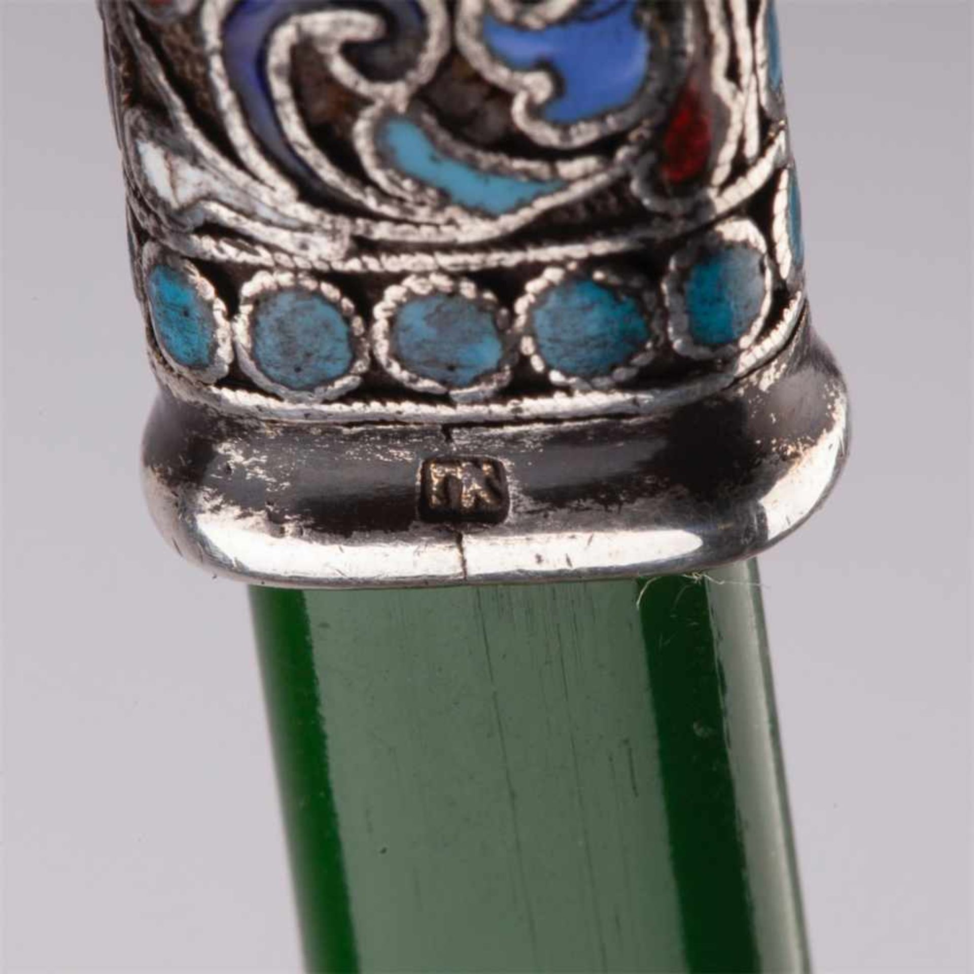 A Russian silver an enamel pencil holder - Bild 4 aus 5