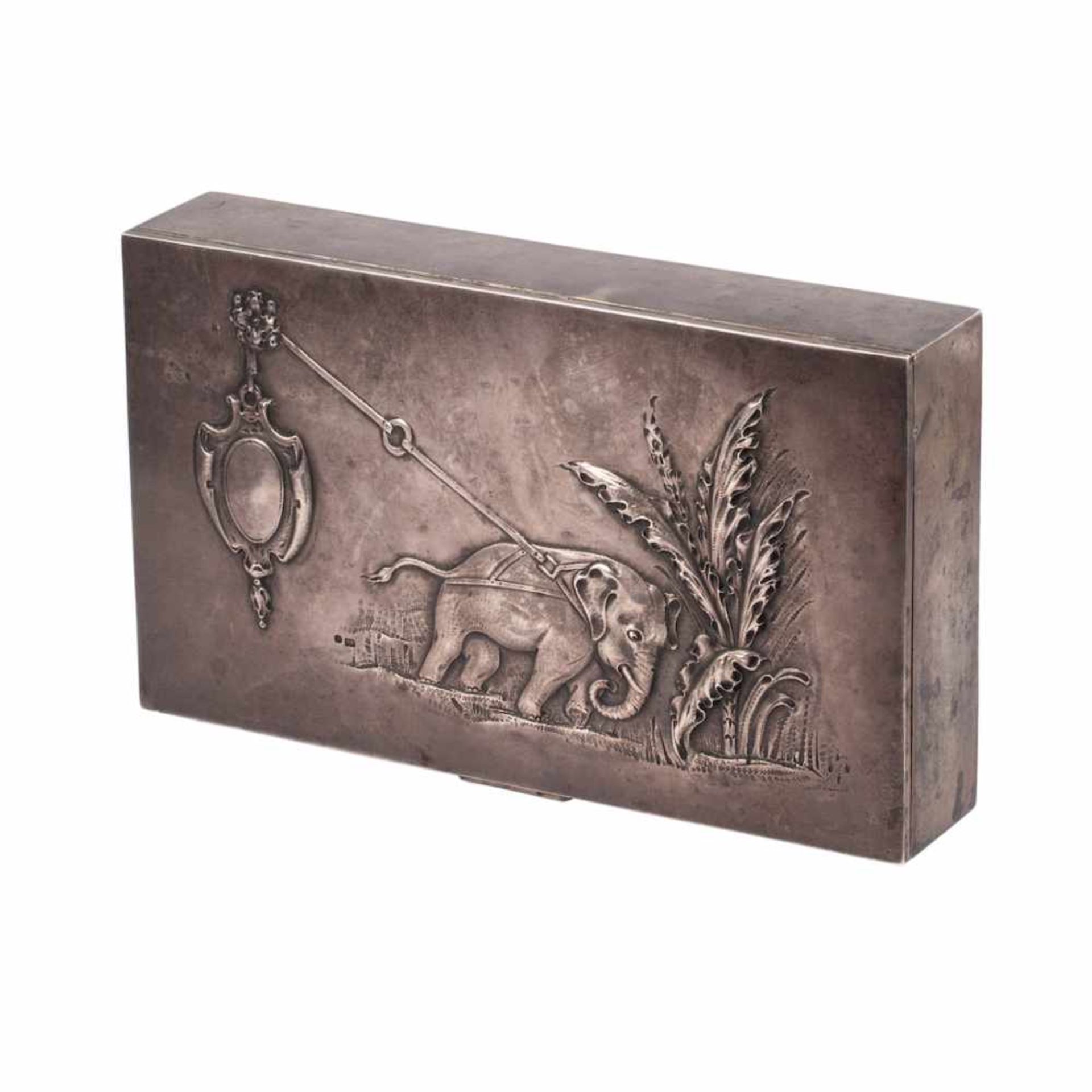 An elegant Russian silver cigar box "Elephant" - Bild 4 aus 6