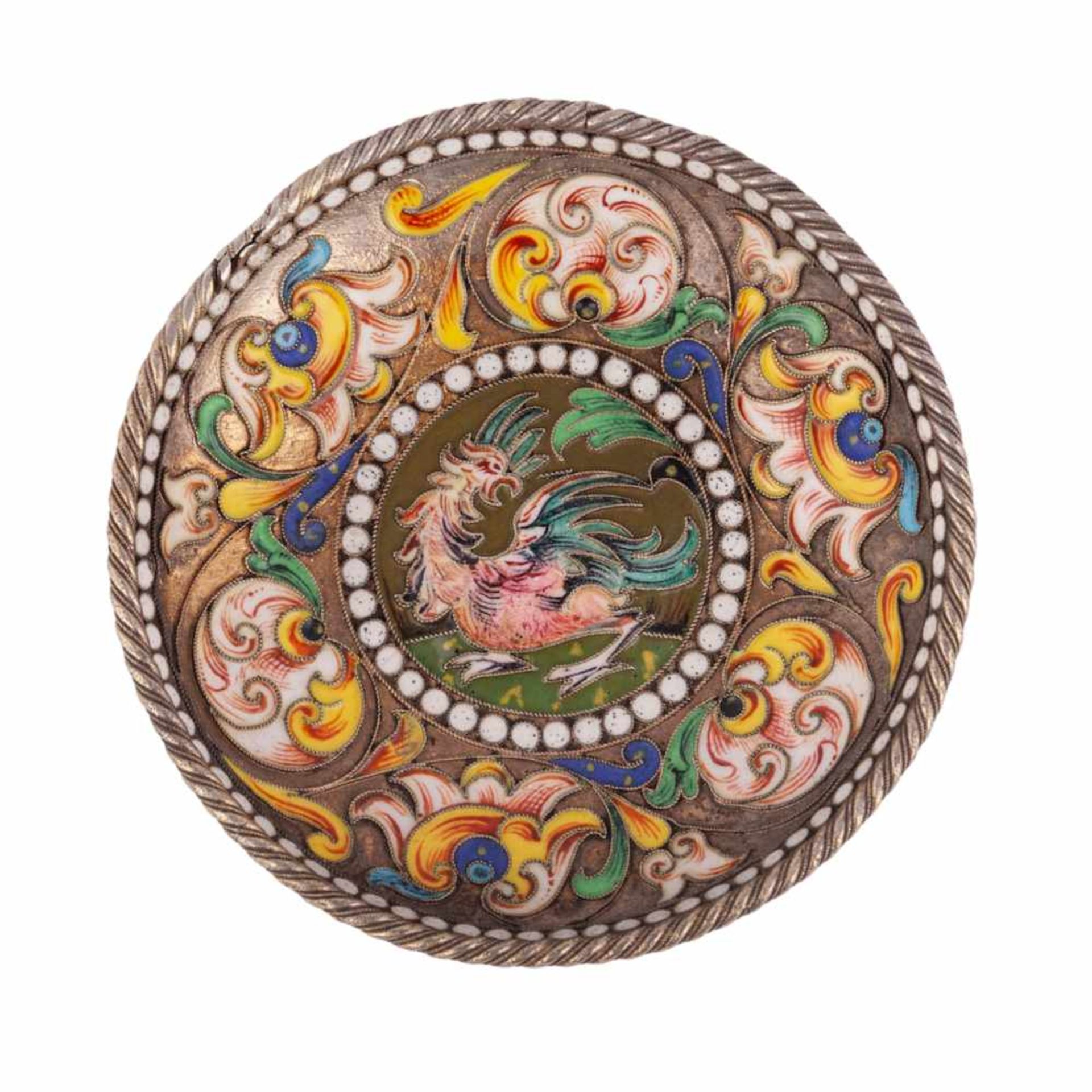 A Russian silver-gilt and painted enamel saucer - Image 2 of 5