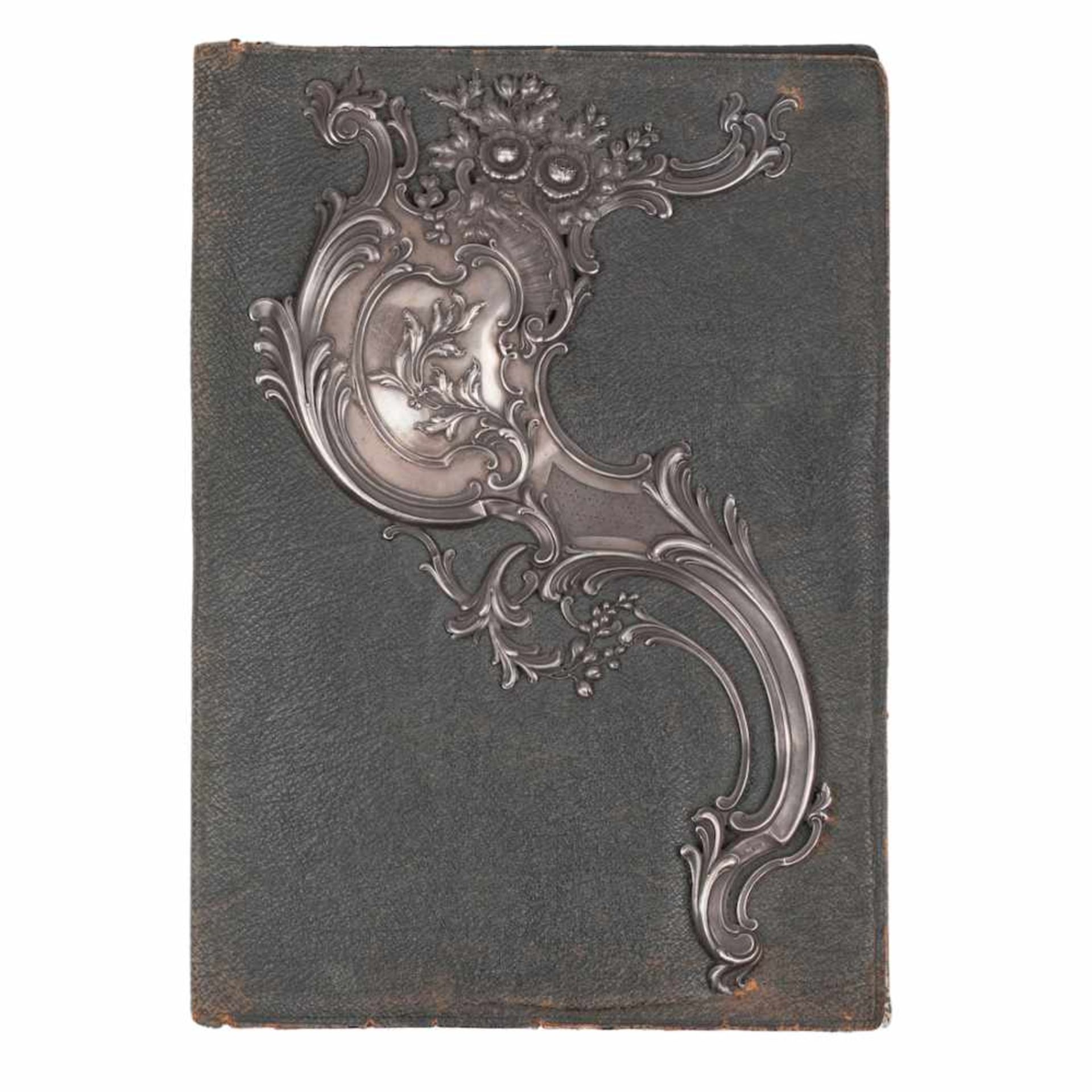 А Faberge silver and leather Neo Rococo folio