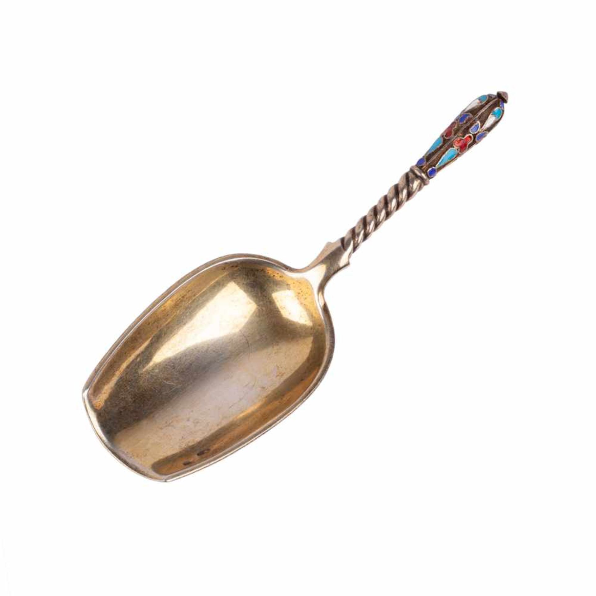A Russian silver and enamel sugar spoon - Bild 2 aus 5
