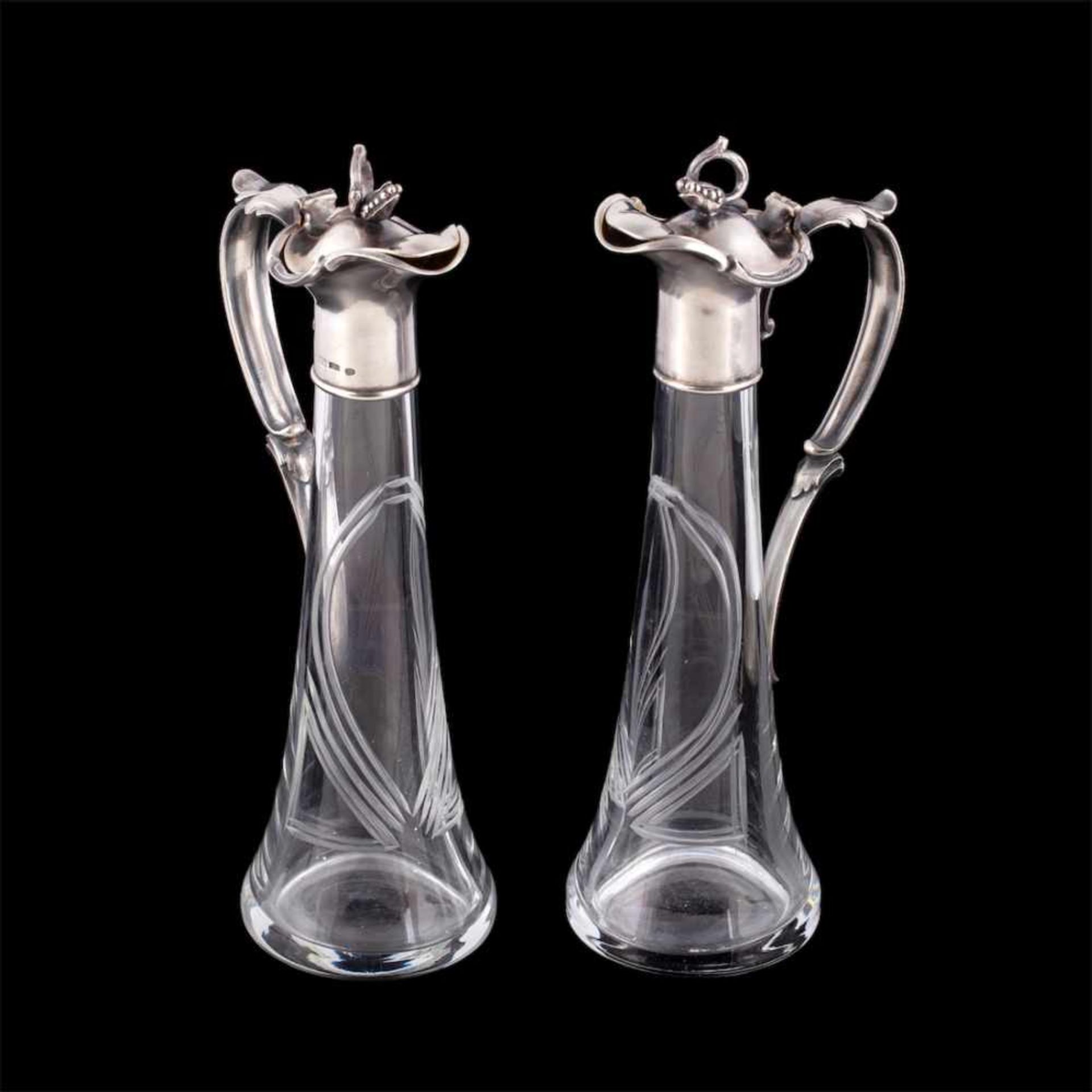 A pair of Russian Art Nouveau decanters