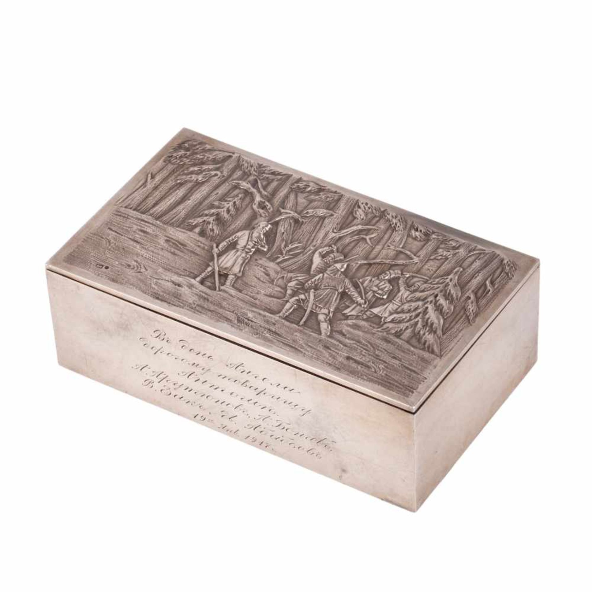 A Russian silver cigar box "Ivan Susanin"