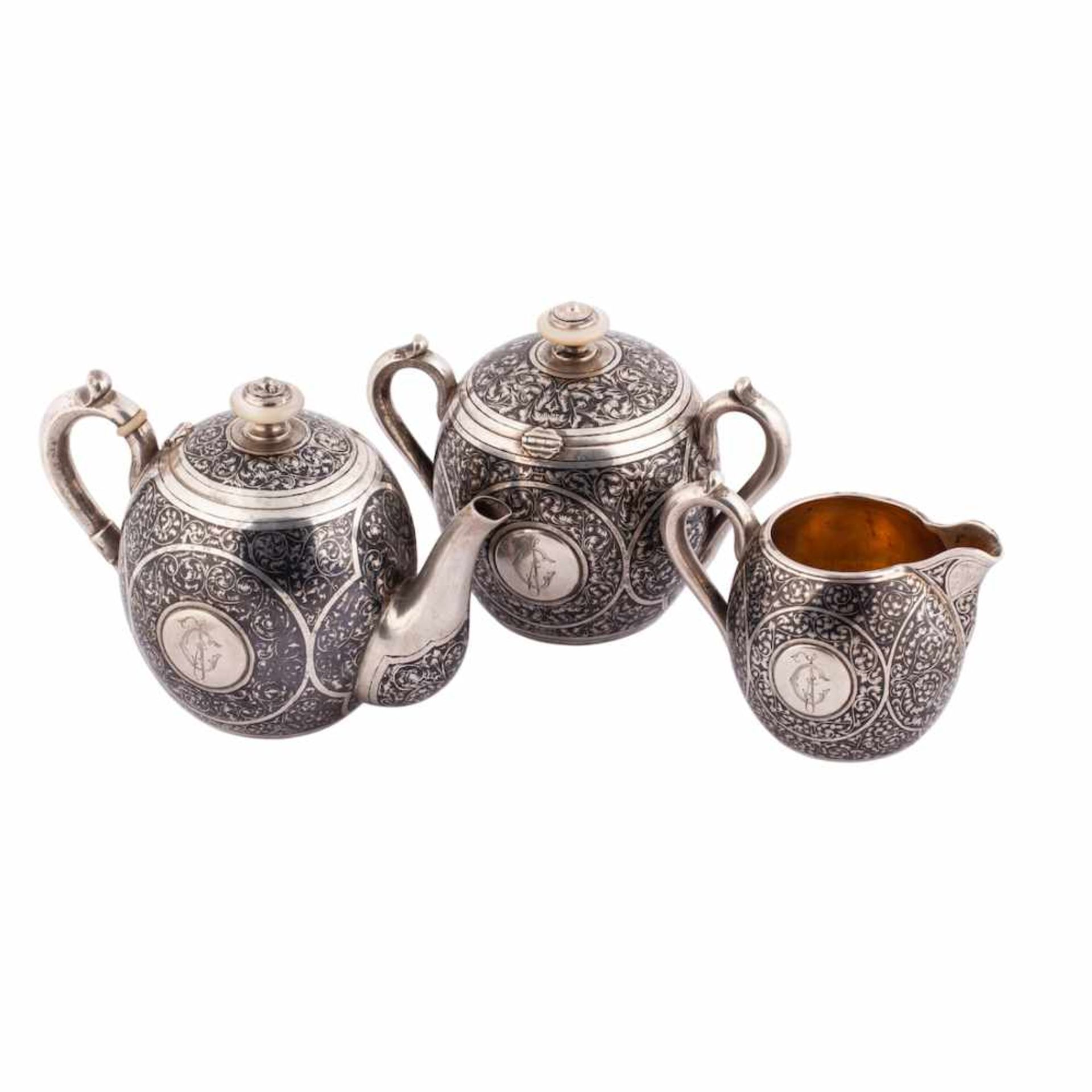 Russian silver and niello tea set - Bild 2 aus 8