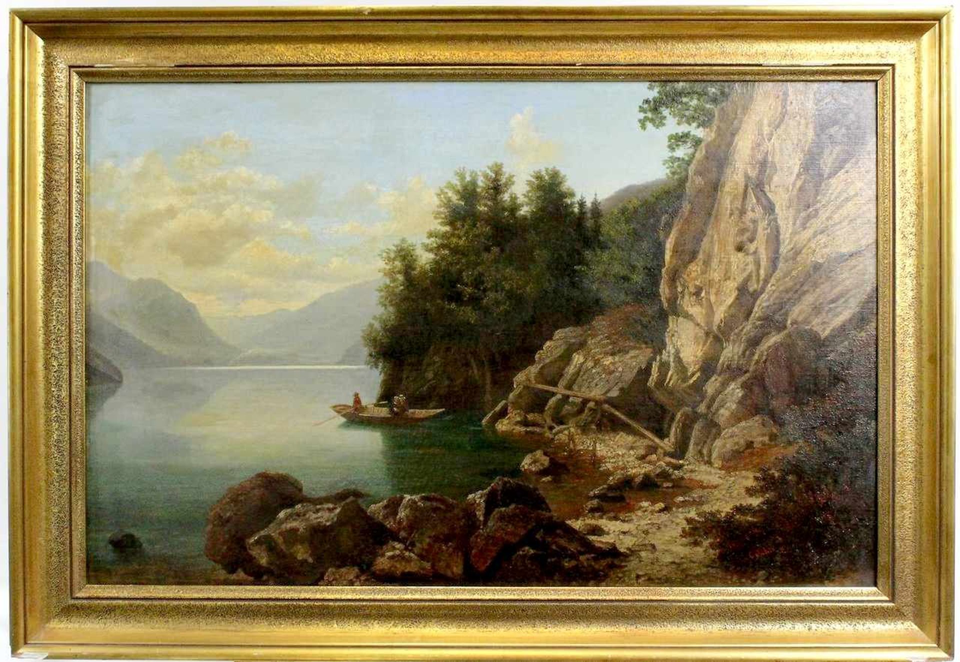 Dahl, Carl ( 1812 - 1887 ) " Ruderboot auf dem Gebirgssee "