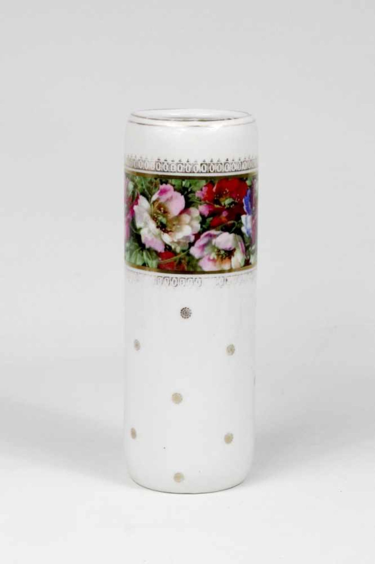 Porzellanstangenvase mit Blumendekor - Bild 2 aus 3