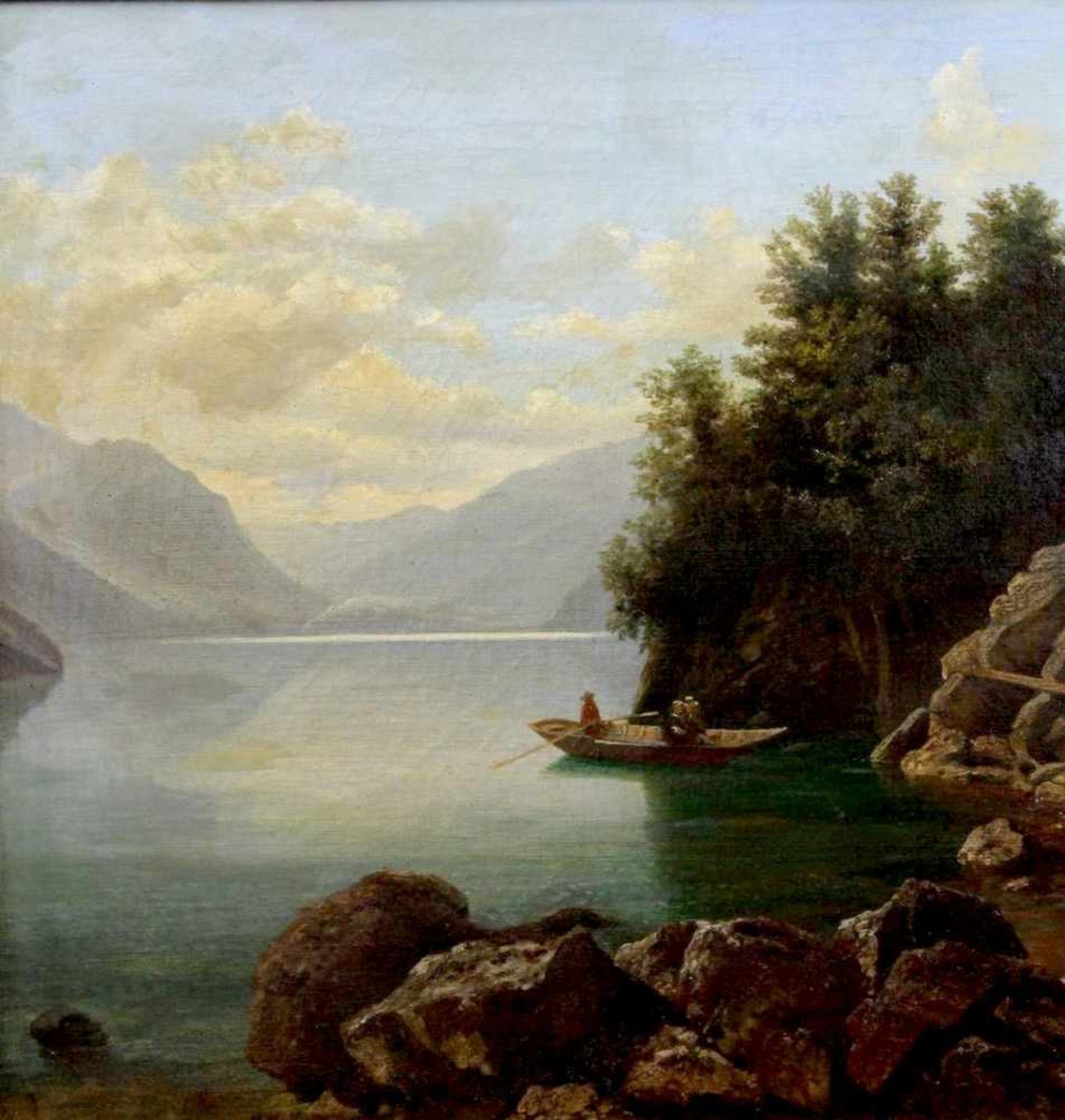 Dahl, Carl ( 1812 - 1887 ) " Ruderboot auf dem Gebirgssee " - Bild 3 aus 8