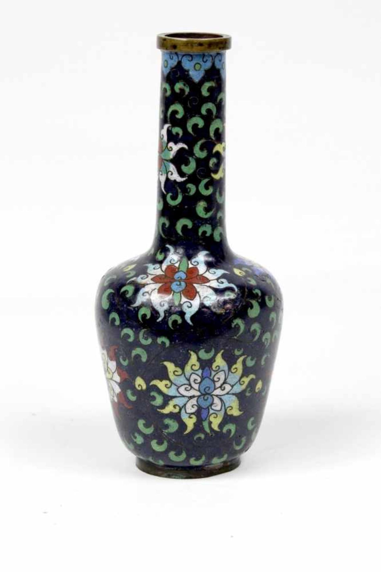 China Blaue Cloisonne-Chrysanthemen Vase frühe Qing Dynastie 17.Jhdt.< - Bild 3 aus 5