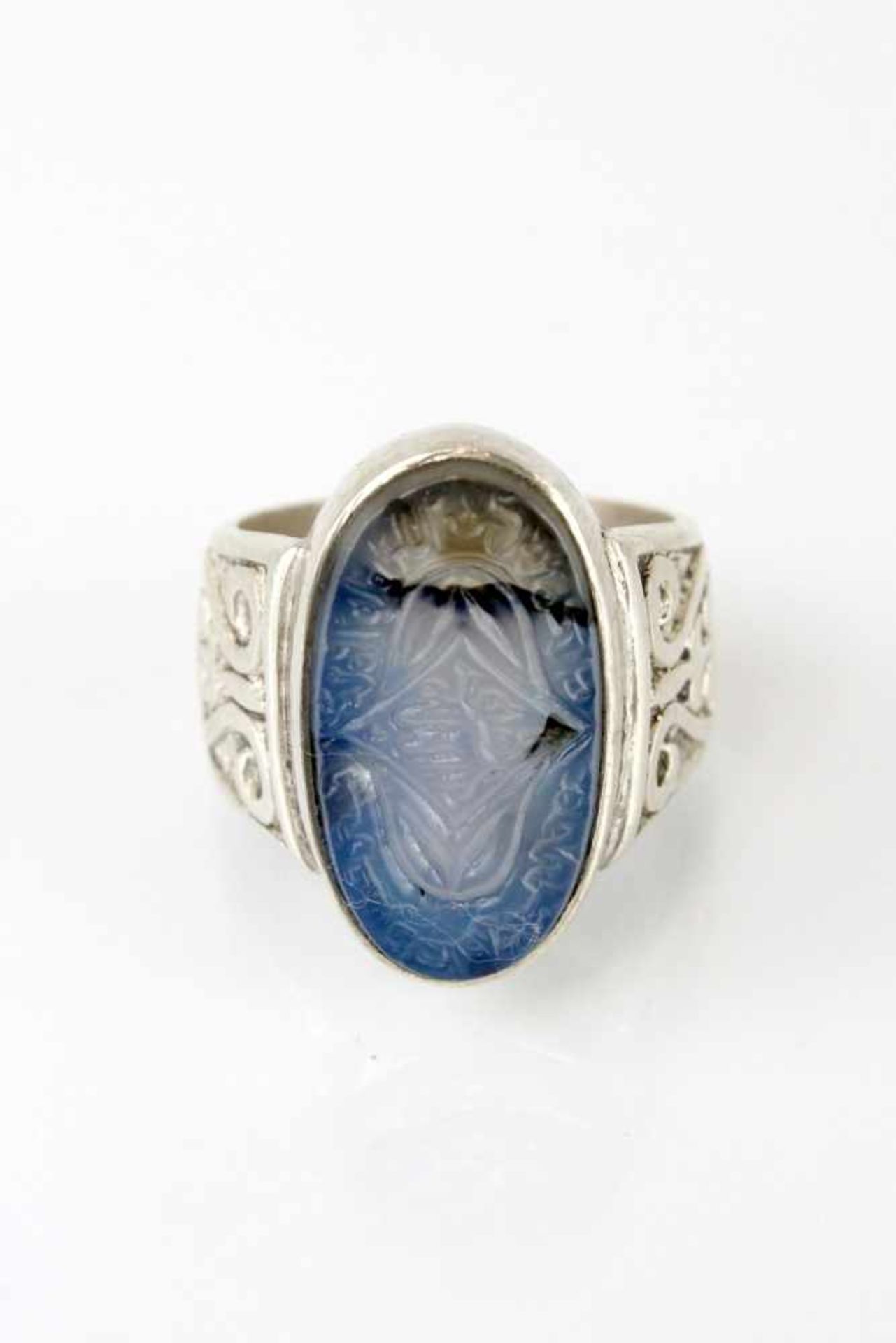 Osmanischer Silberring mit geschnittenem blauen Gemstone
