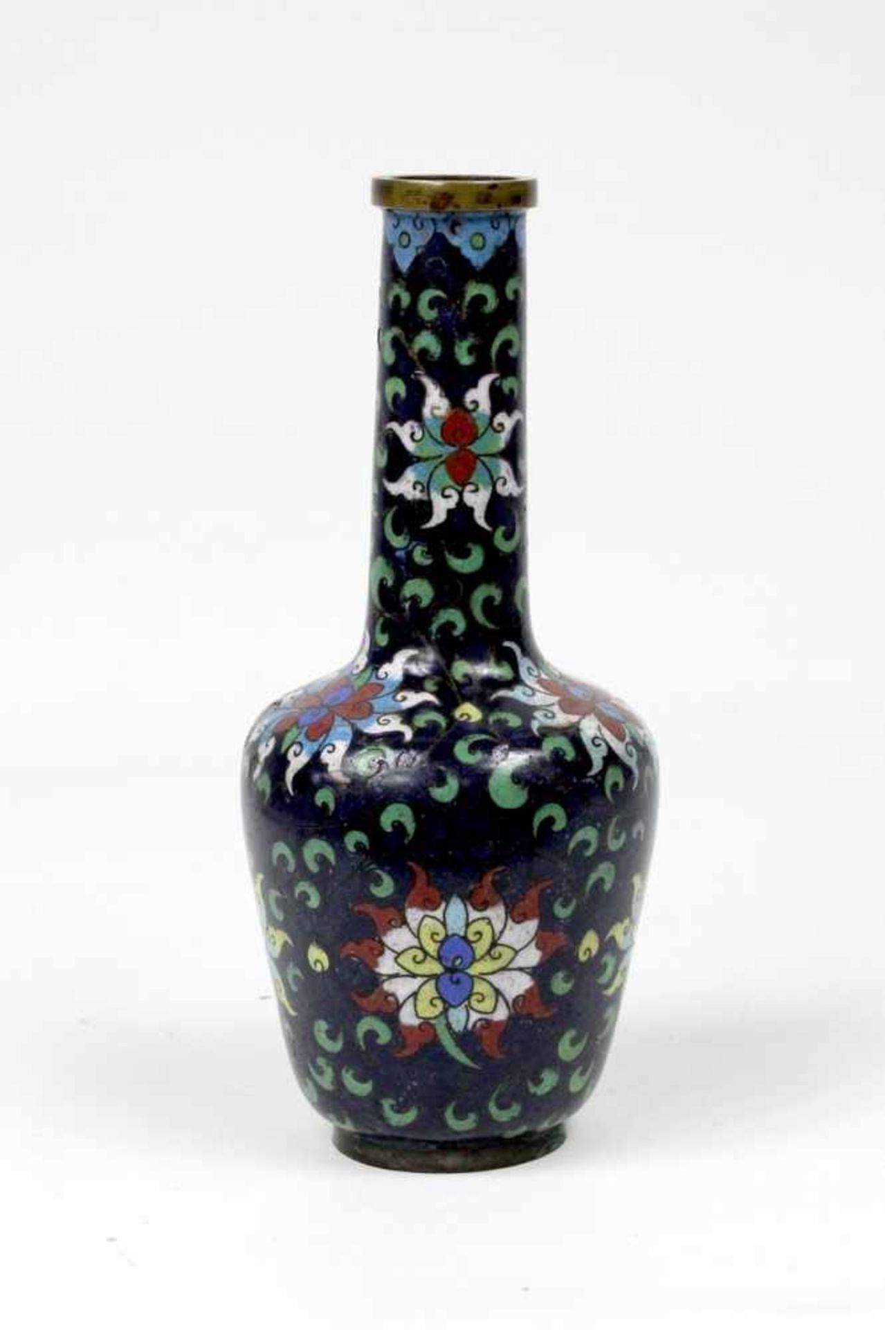 China Blaue Cloisonne-Chrysanthemen Vase frühe Qing Dynastie 17.Jhdt.< - Bild 4 aus 5