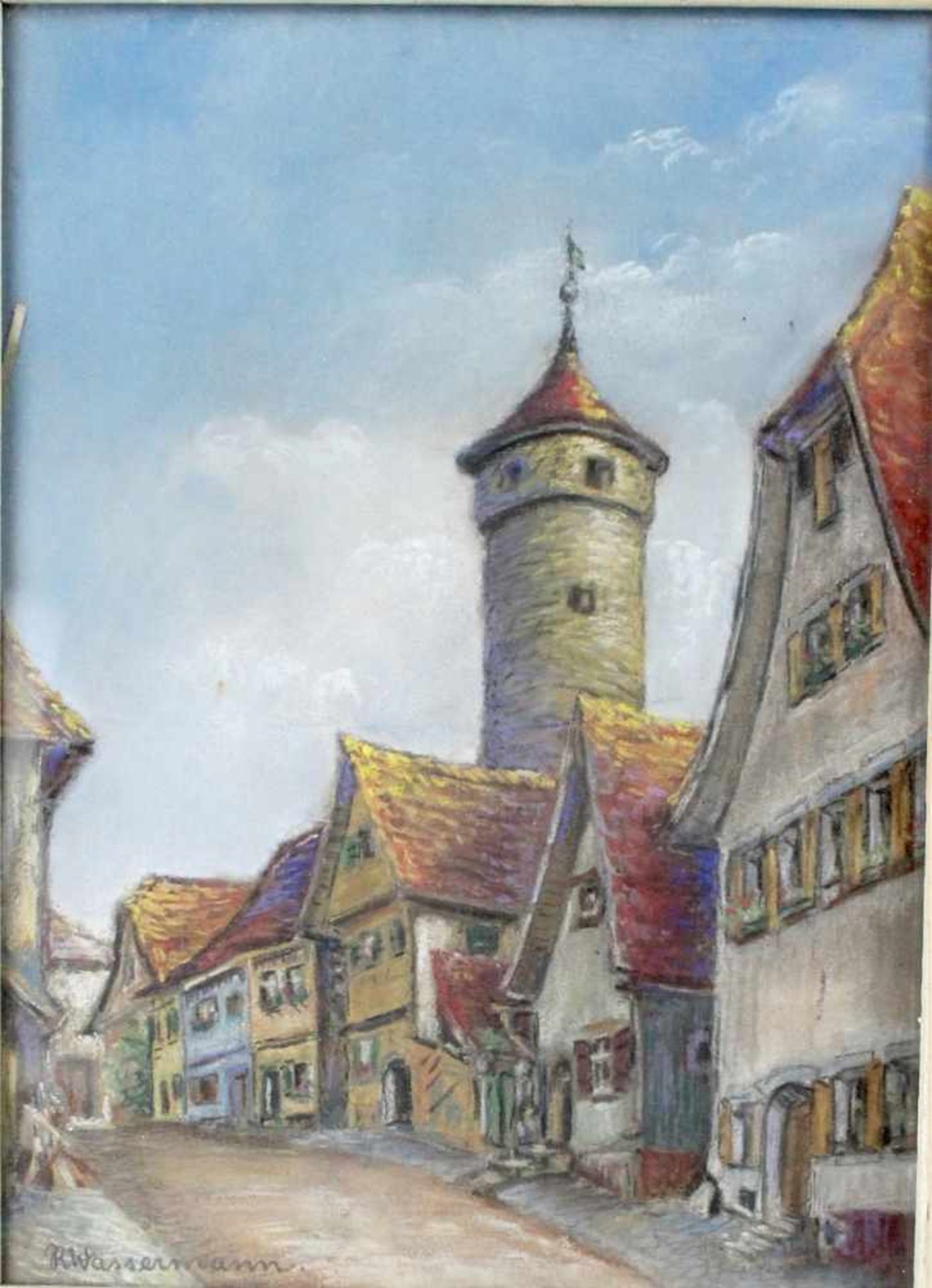 Wassermann, Paul " Wehrturm in Rothenburg " & Radierung - Bild 2 aus 3