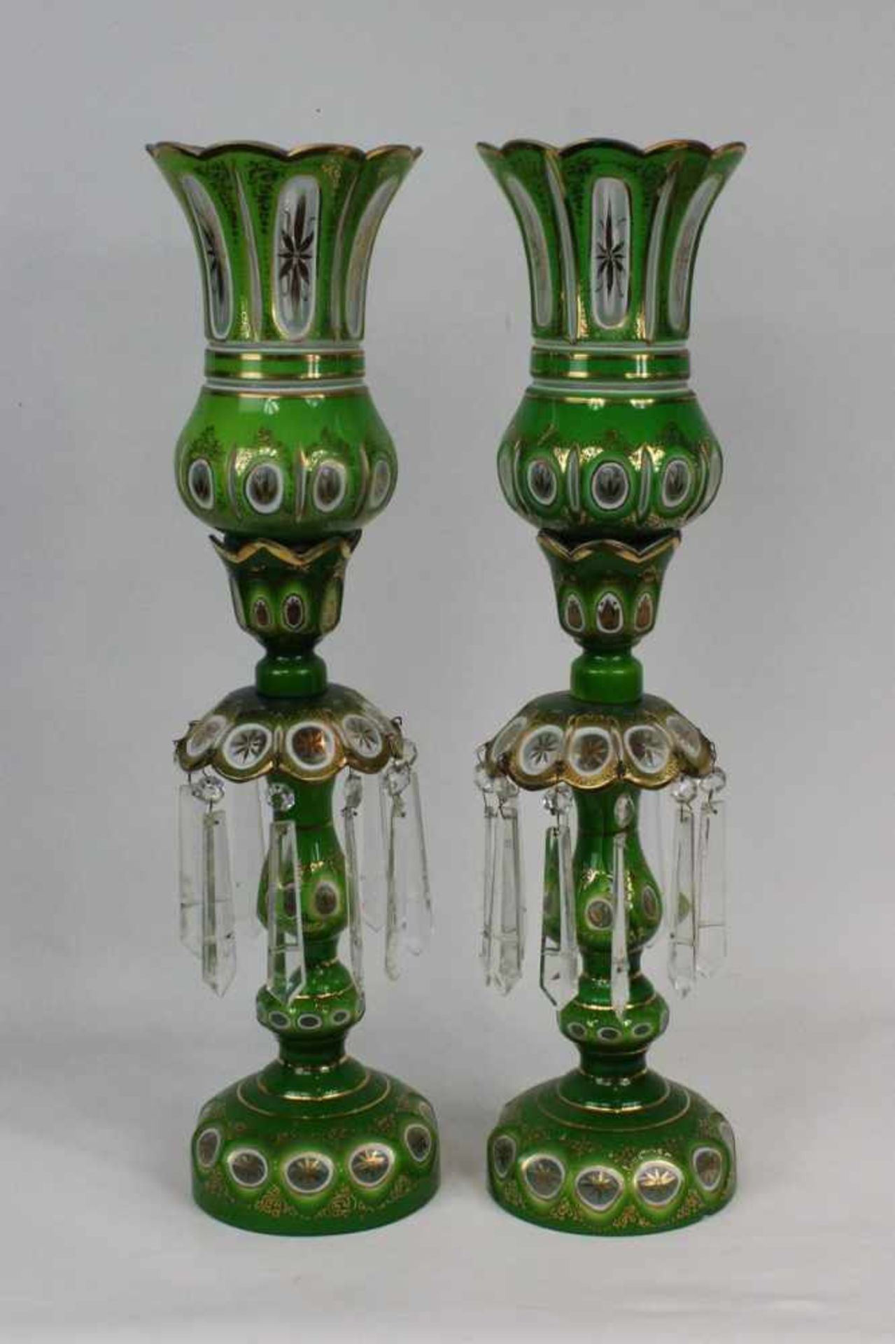 Paar Böhmische Kristall Glasleuchter für den Osmanischen Markt 19.Jhdt.<b