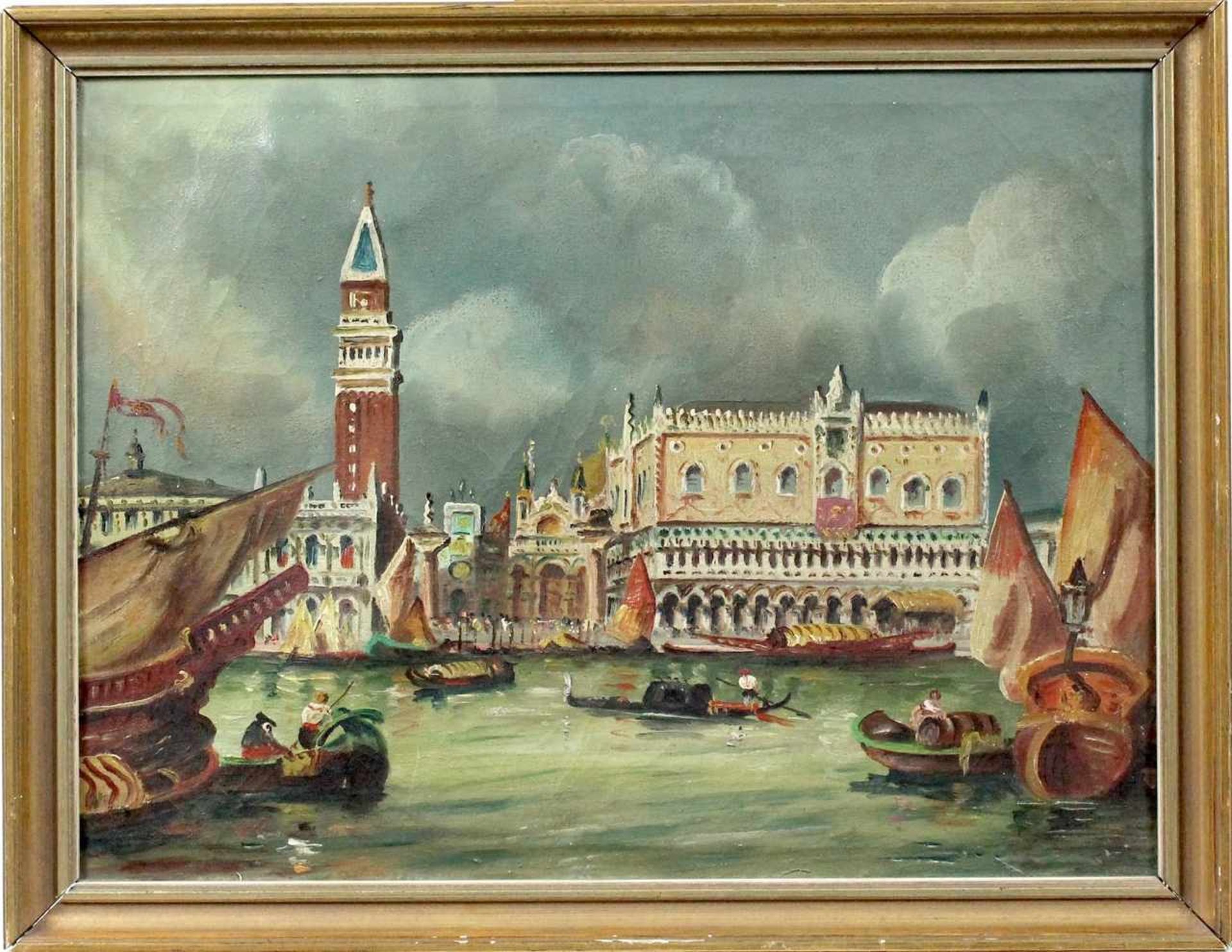 Ölgemälde " Blick auf Piazza San Marco "<b