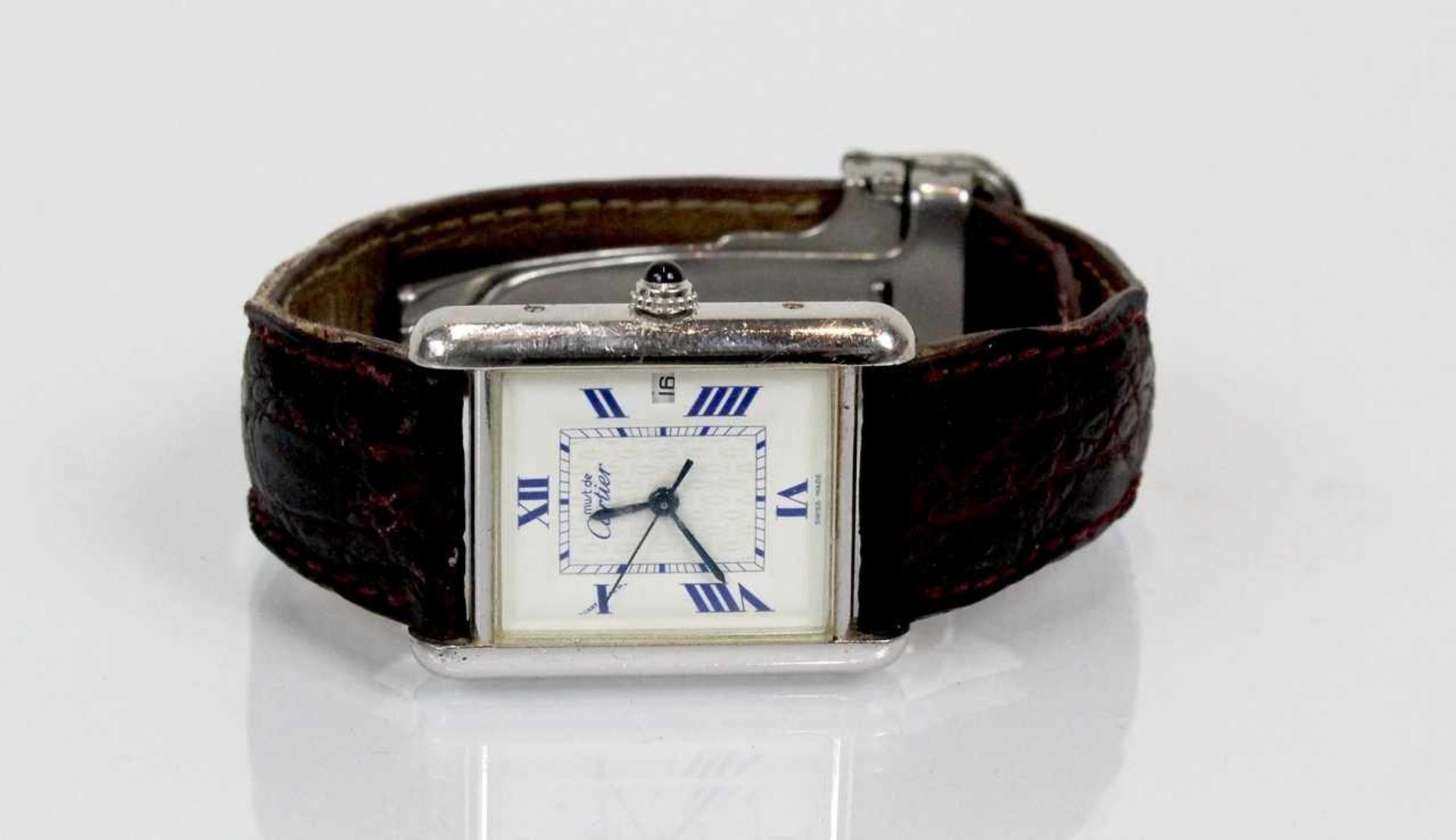 Cartier Tank Herren Armbanduhr in Silber