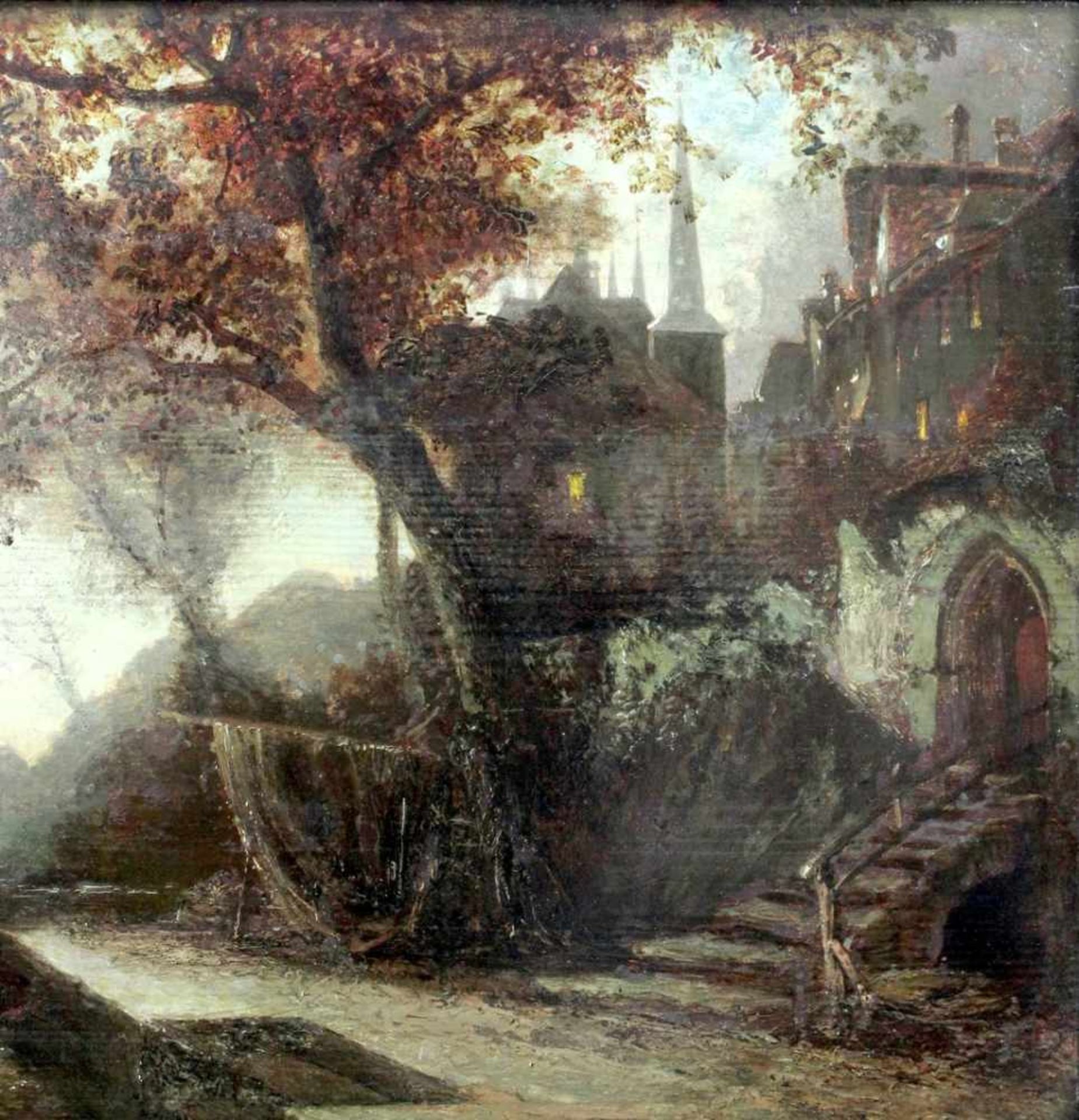 Carl Spitzweg attr. " Rheinische Flusslandschaft mit Burg " - Bild 3 aus 8