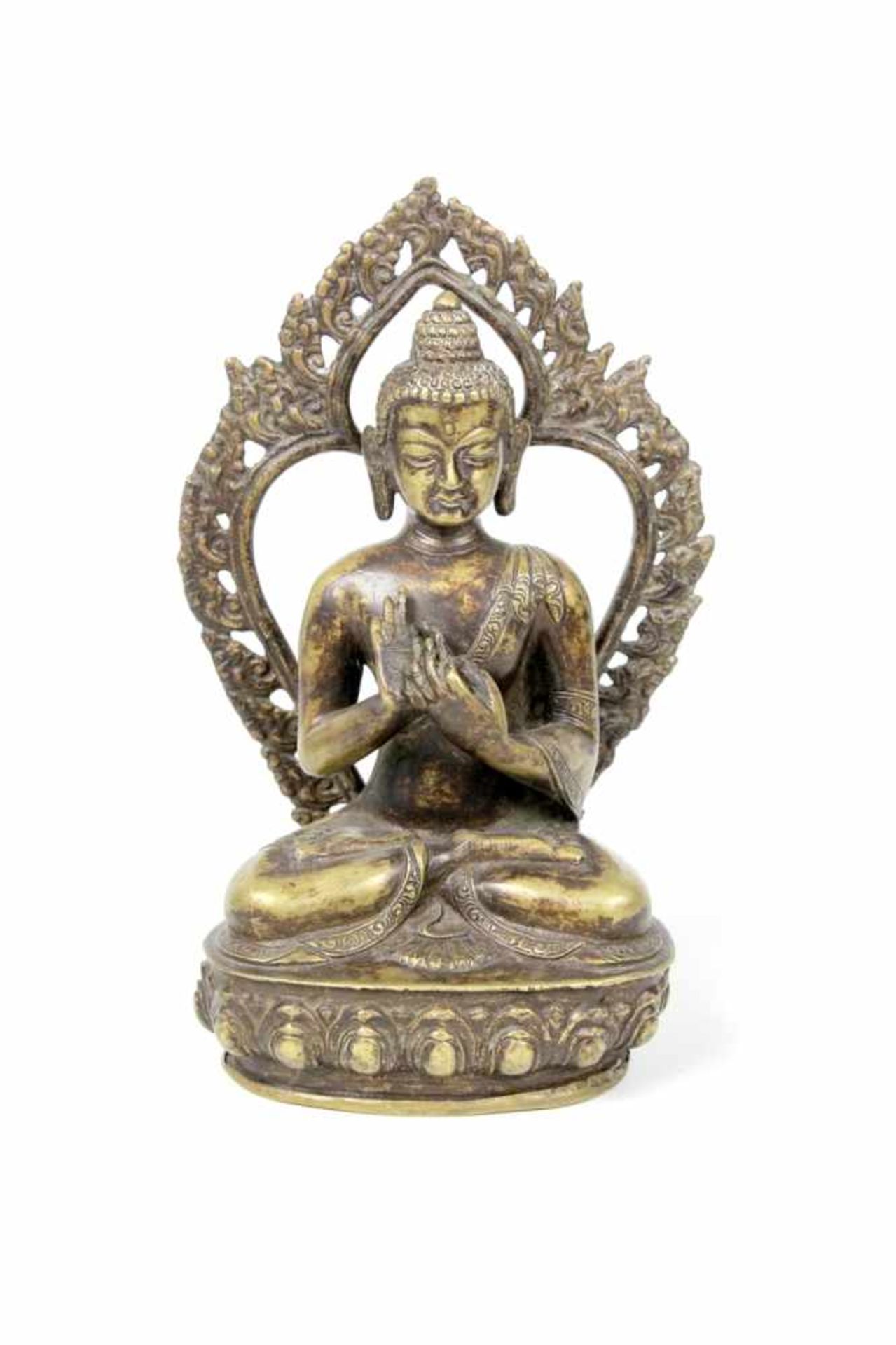Tibet Bronze Buddha 18.Jhdt. mit Aureole