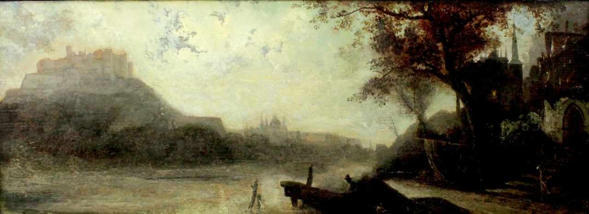 Carl Spitzweg attr. " Rheinische Flusslandschaft mit Burg " - Bild 2 aus 8