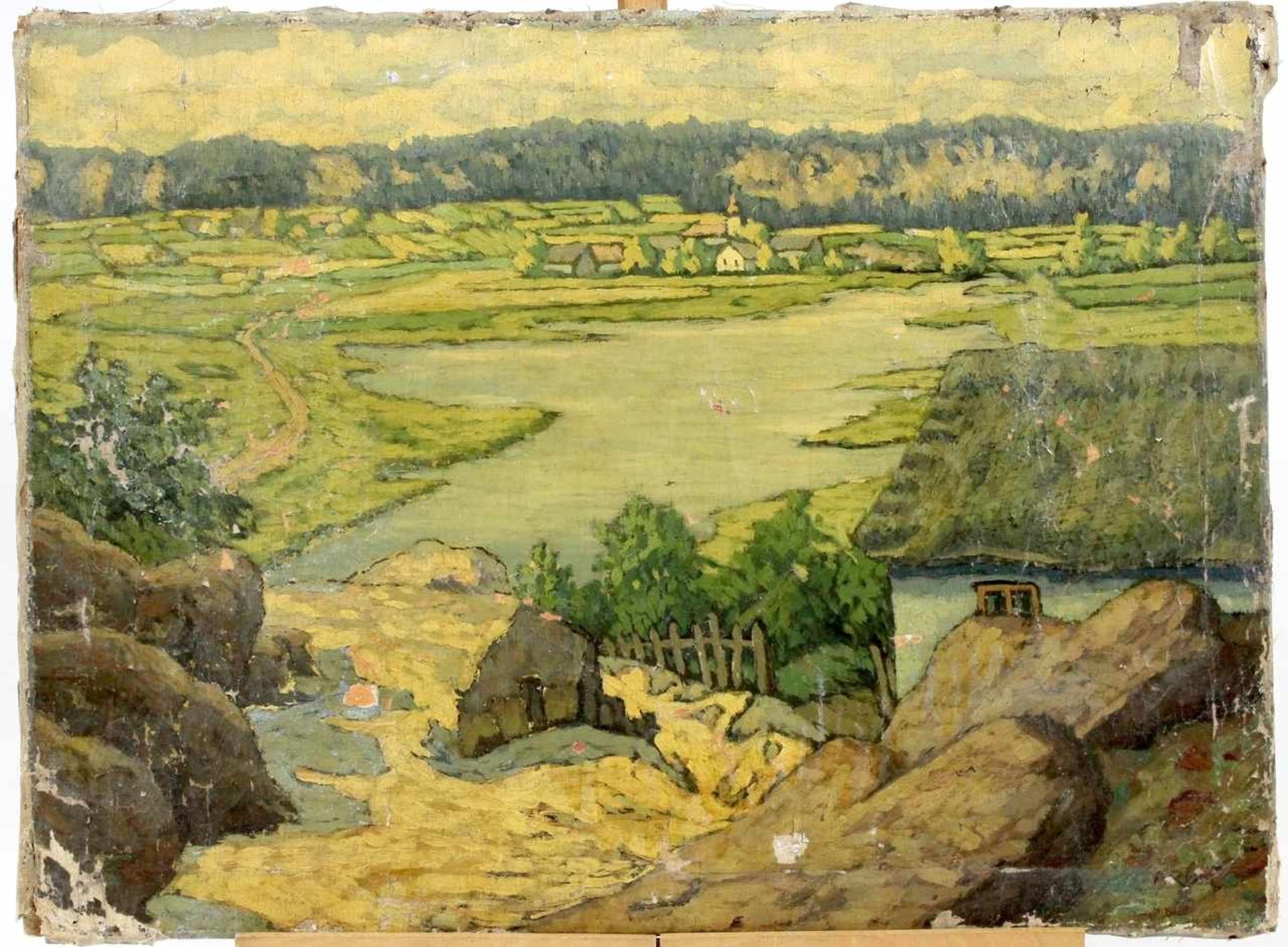 Undeutlich signiert " Flusslandschaft " um 1910