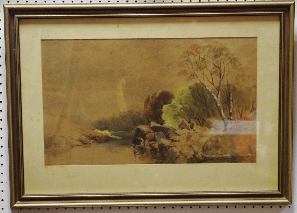 Edwin Harris Sussex Landscapes watercolour signed and framed; Rocky River side watercolour; - Image 3 of 3