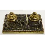 A late 19th century French gilt bronze and marble inkstand, c.