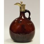 A 19th century brown glass and plated ewer