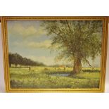 David Short (1940 - ) Country Walk oil on canvas signed and gilt frame, 45 x 60cms,