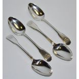 A set of four George III silver dessert spoons by William Eley & William Fearn dated 1803 167g