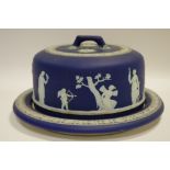 A Wedgwood blue jasperware cheese cloche