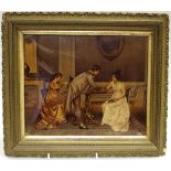 A Victorian crystoleum, depicting an 18th century genre scene,