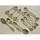 Silver - early Victorian teaspoons marked Exeter; two sets of six teaspoons;