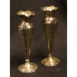 A pair of George V silver specimen vases, 17cm high,