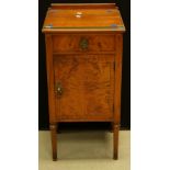 A Maple & Co Sheraton Revival flame mahogany bedside cabinet,