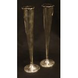 A pair of Edwardian silver specimen vases,