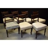 A set of six Regency mahogany bar back dining chairs;