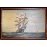 Fulton, Ship at full Mast, signed, oil on board,