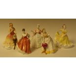 A Royal Doulton ceramic figure, Sarah, HN3380; others, Diana, Happy Birthday, Fair Lady,