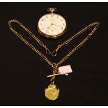 A 14ct gold open faced pocket watch, Election, c.