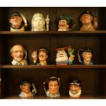 Royal Doulton Character Jugs - Queen Victoria, Golfer, The Collector, Beefeater, The Antique Dealer,