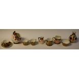 Royal Crown Derby miniatures - coal scuttle; mugs; jug; vase; 1128 cups and saucer;