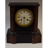 A French slate and Rouge marble mantel clock, c.