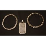 Silver - a pair of individually designed hand crafted solid body slave bangles, one box twist,