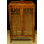 A walnut display cabinet, c.