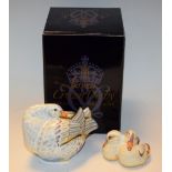 A Royal Crown Derby paperweight, Designers' Choice Collection Goose and Goslings, Mrs Brown,